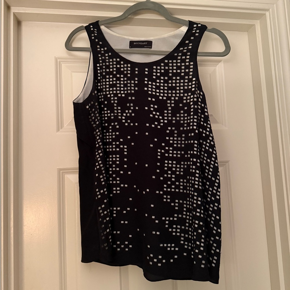 Black and White silk two layer top